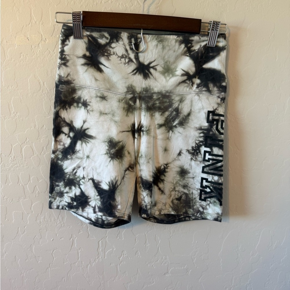 PINK Victoria's Secret Black and White Tie-Dye Bike‎ Shorts